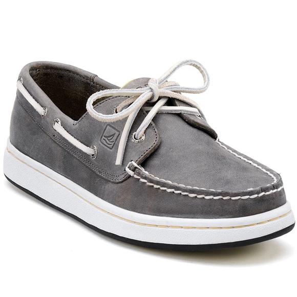 grey boat shoes